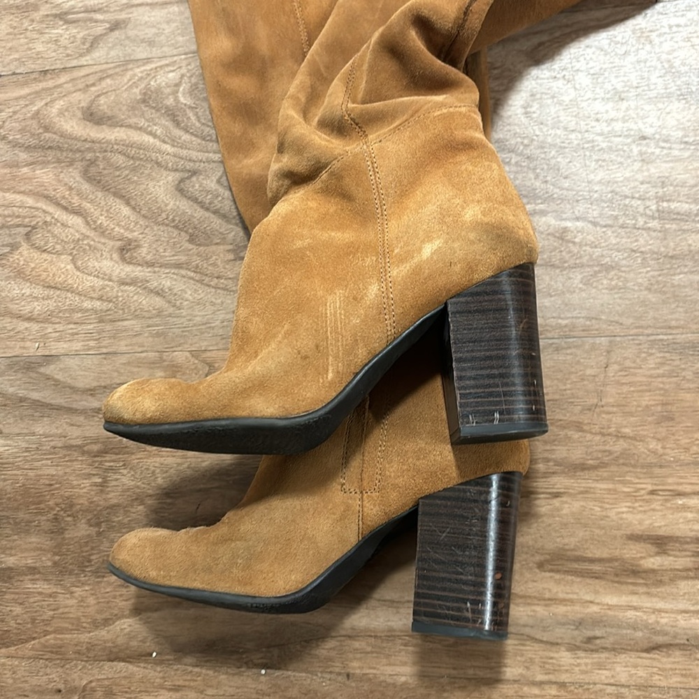 Sam Edelman - Camel Suede Block Heeled Boot - Siz… - image 3